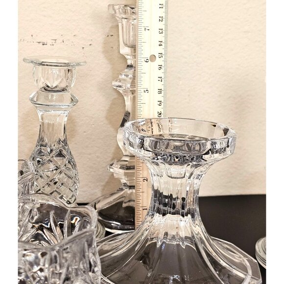 vtg assorted crystal candle holders lot/6 votive taper glass holders wedding dec - Picture 7 of 8